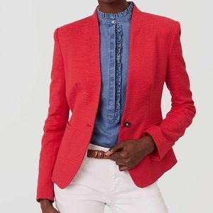 LOFT Textured Collarless Blazer